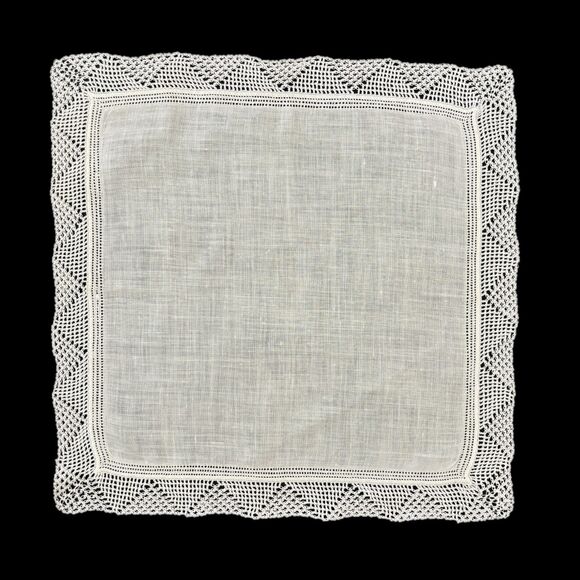 Heirloom Crochet Lace Wedding Handkerchief Bride Cottagecore Vintage Dainty - Picture 4 of 4
